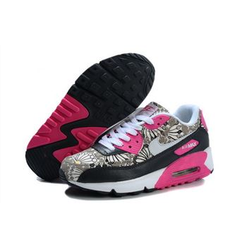 Nike Air Max 90 Flowers Women Pink Black Running Shoes Low Cost